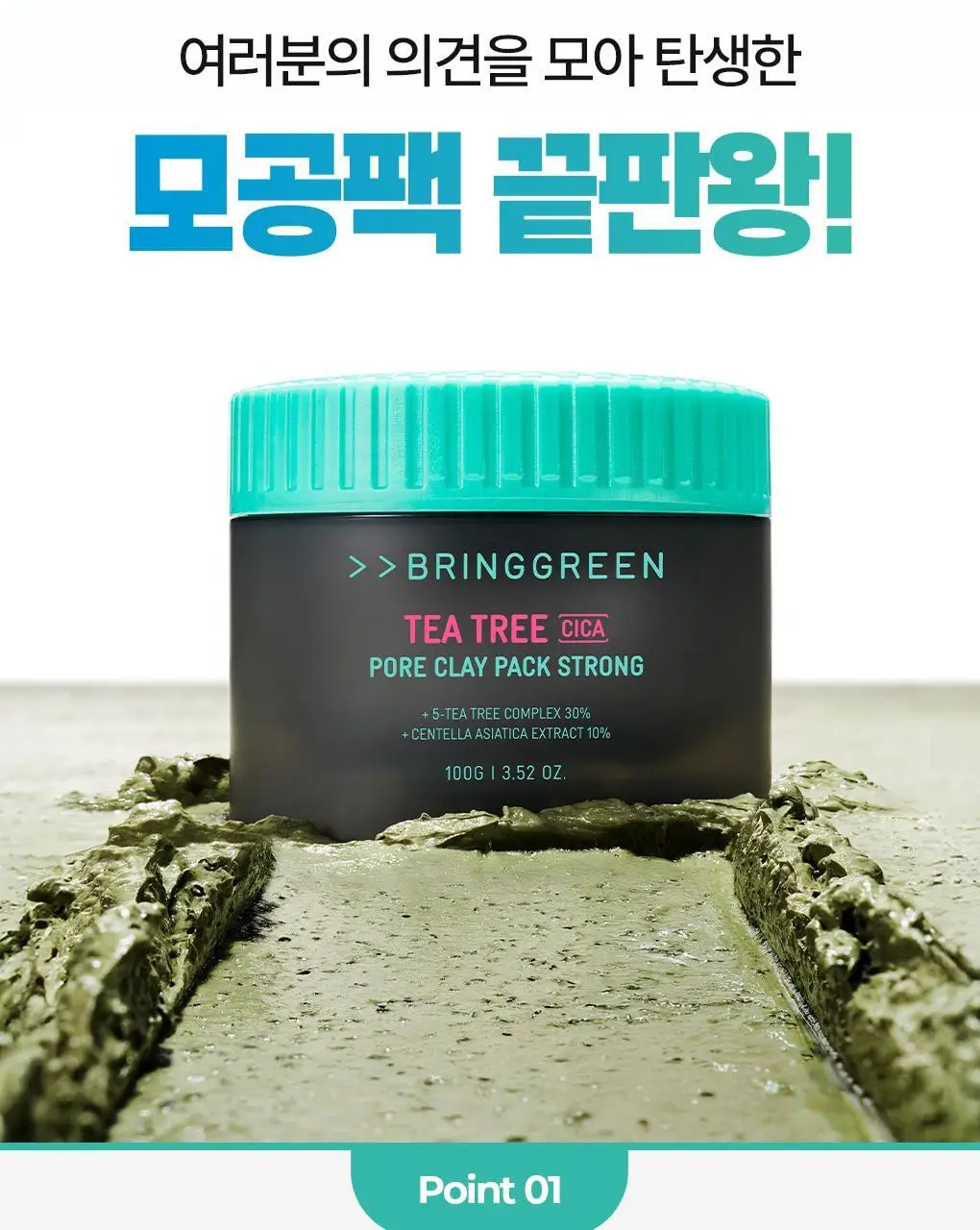[피지흡착팩] 브링그린 티트리 시카 포어 클레이팩 스트롱 100g 상세페이지 2